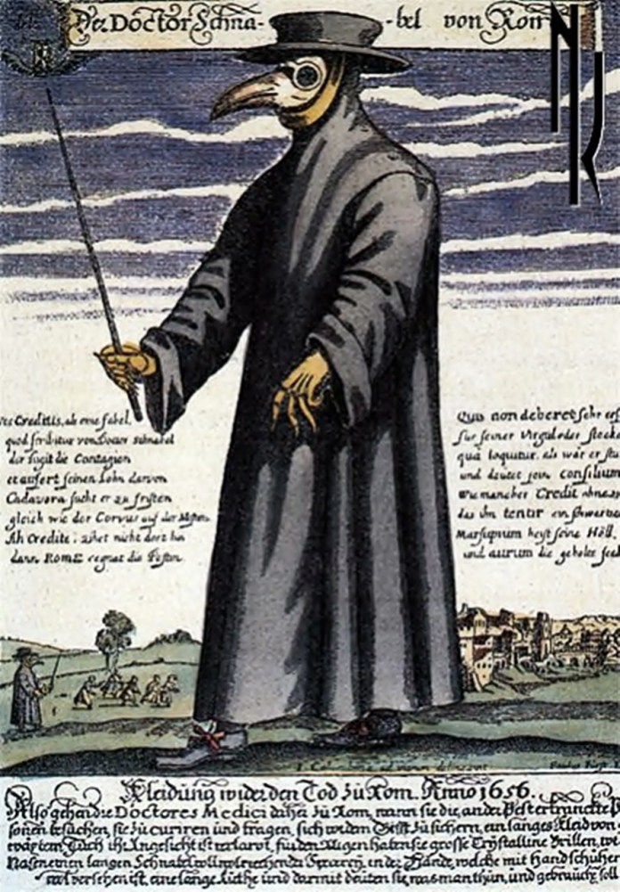 Чумний лікар, гравюра П. Фюрста (1656 р.), фото з http://krytyka.com.ua