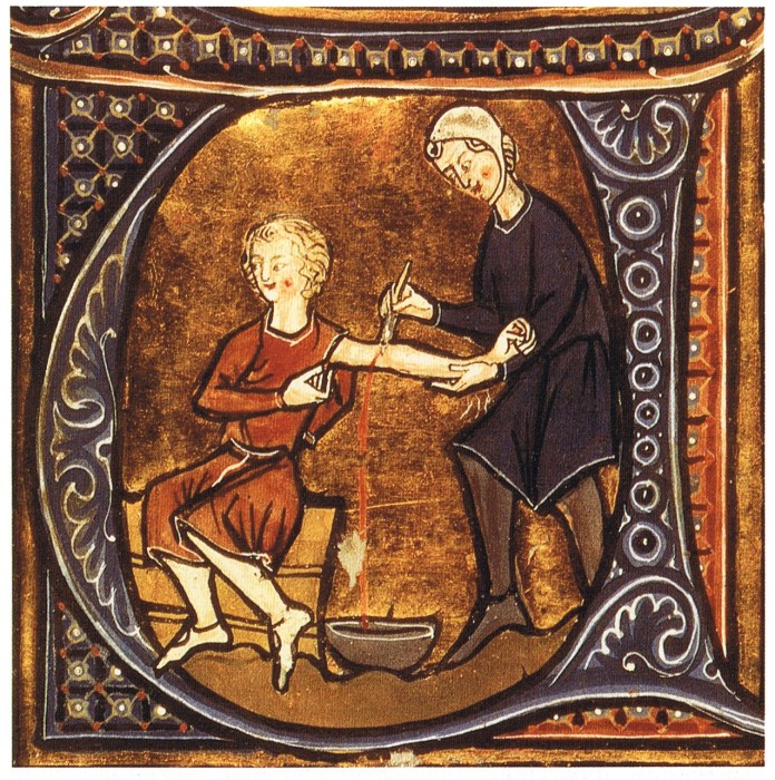 Кровопускання на середньовічній мініатюрі