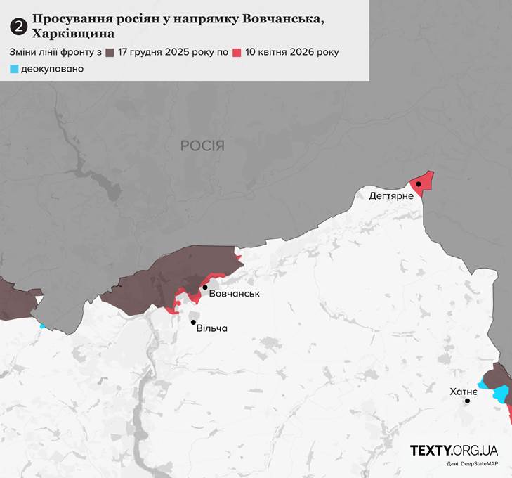 Стан фронту на Харківщині поблизу Вовчанська