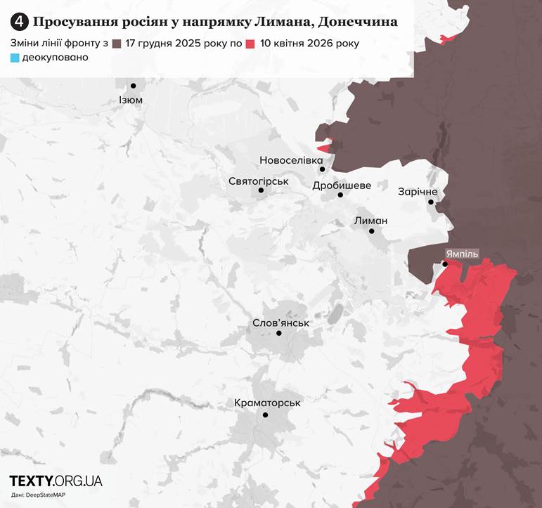 Стан фронту поблизу Лимана, Донеччина